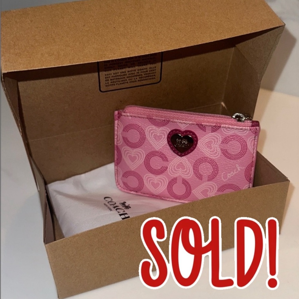 Coach Pink Heart Pattern ID card holder